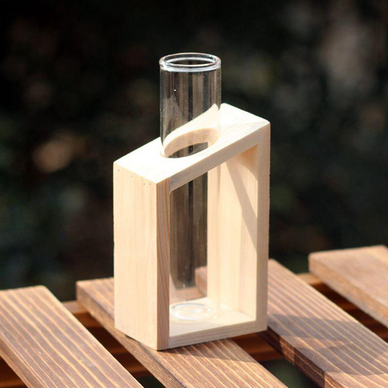 Product - Glass Test Tube Vase In Wood