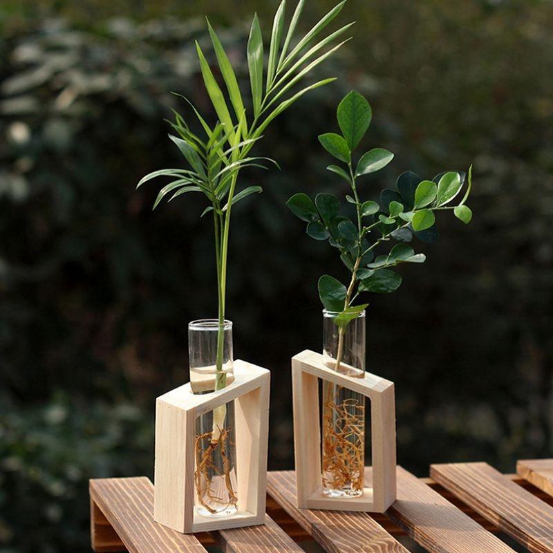 Product - Glass Test Tube Vase In Wood